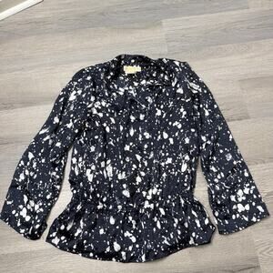 Women’s Michael Kors Black and White Printed Relaxed Blouse Sz XS